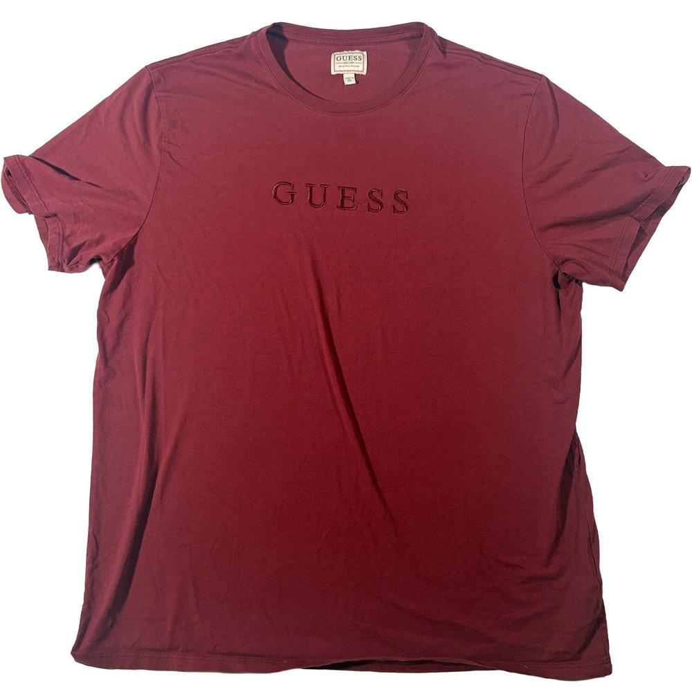 Guess Men's Crewneck Short Sleeve Shirt Size XL Embroidered Logo Red Casual